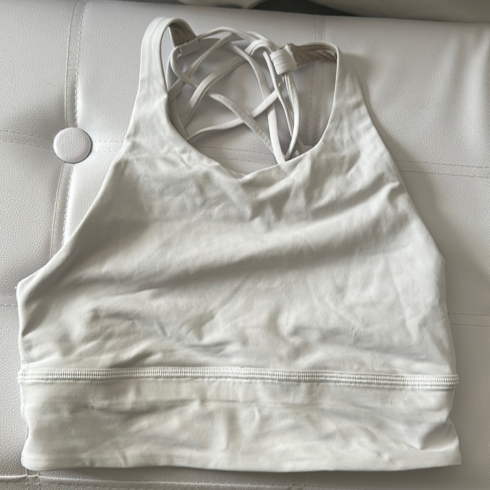 Lululemon high-neck sports bra.